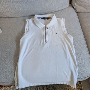 Tommy Hilfiger White Sleeveless Fitted Polo Tank